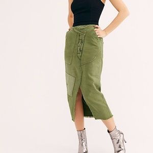 Free People Cotton Echo Green Skirt 6